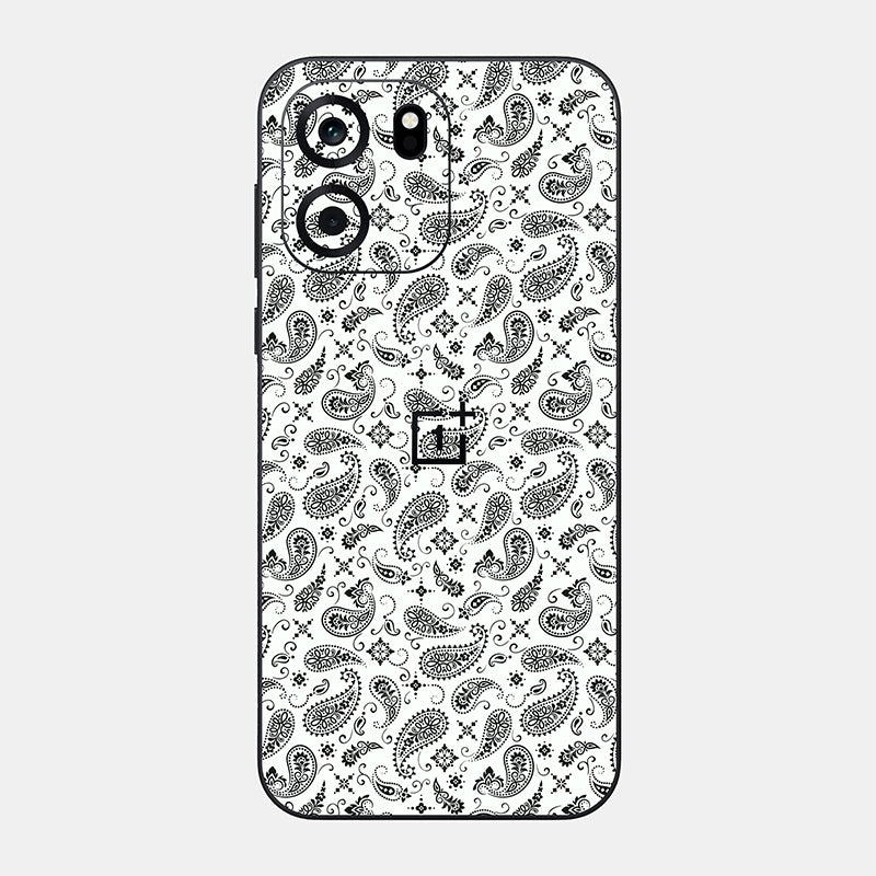 White Paisley Glass Back