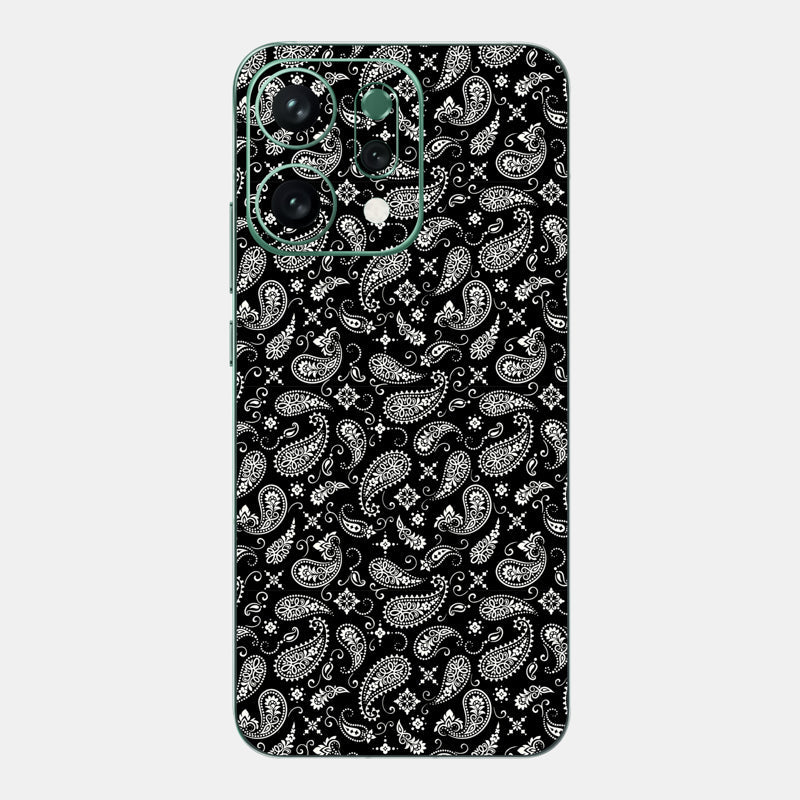 Black Paisley Glass Back