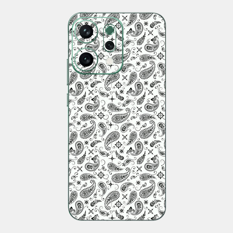 White Paisley Glass Back