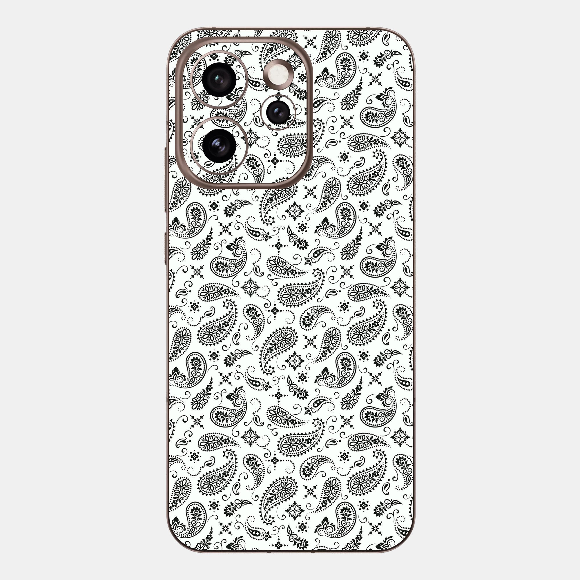 White Paisley Glass Back