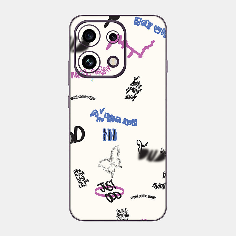 Beige Scribble Glass Back