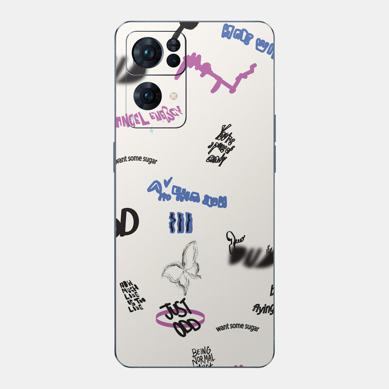 Beige Scribble Glass Back