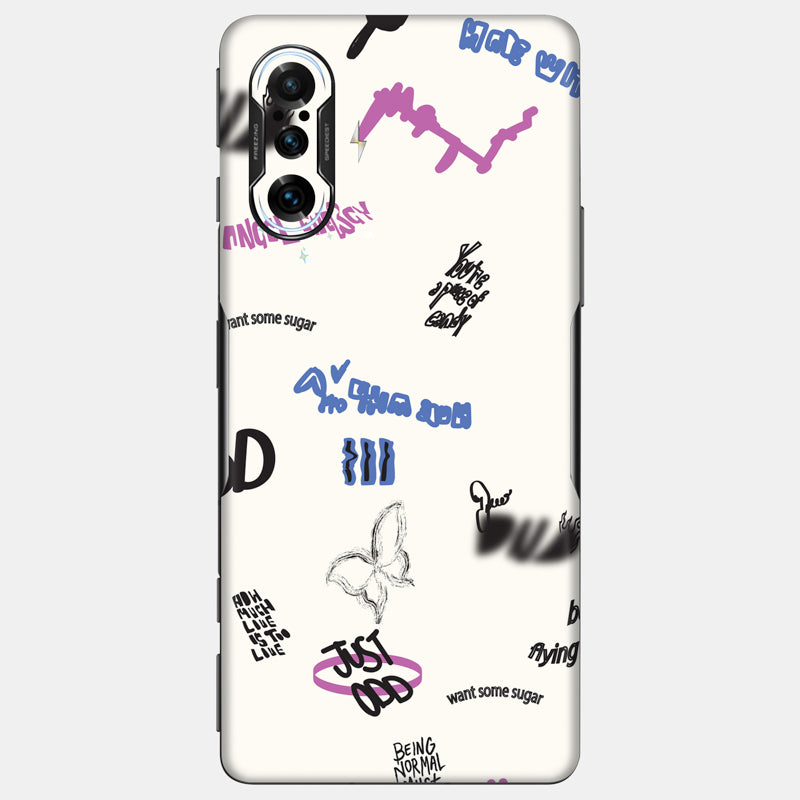 Beige Scribble Glass Back