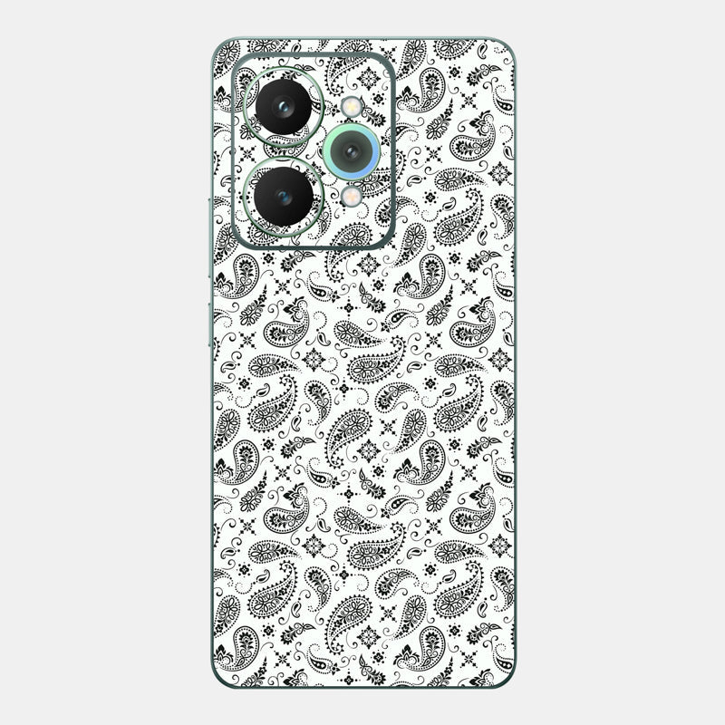 White Paisley Glass Back