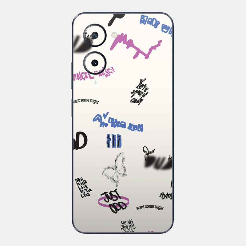Beige Scribble Glass Back