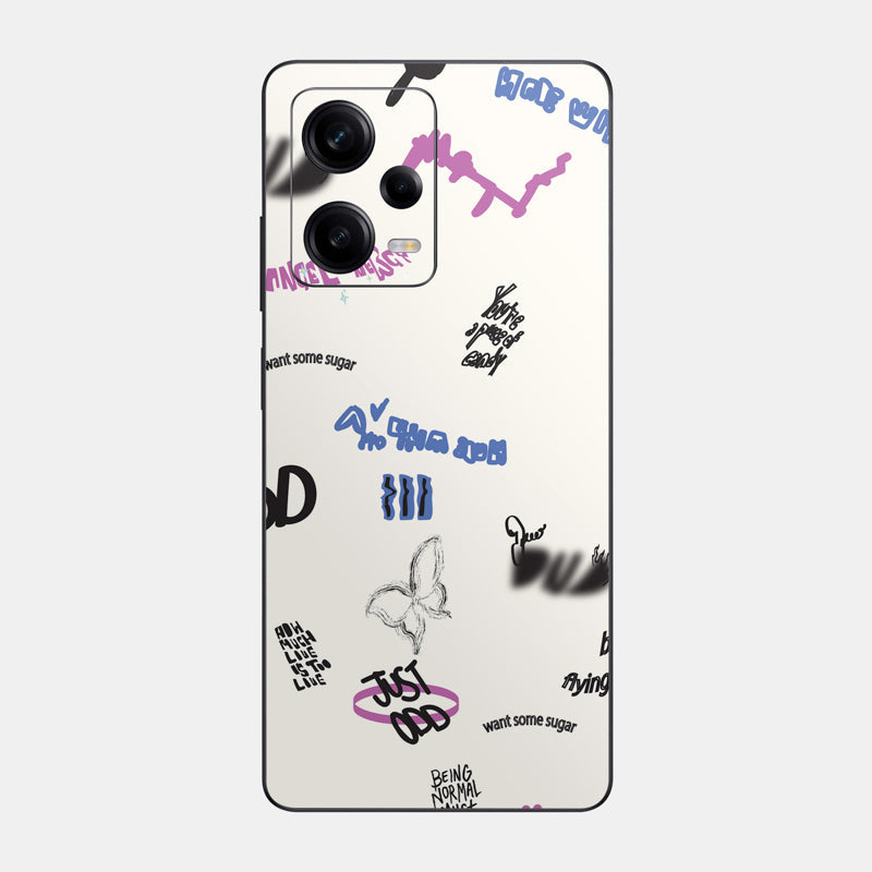 Beige Scribble Glass Back