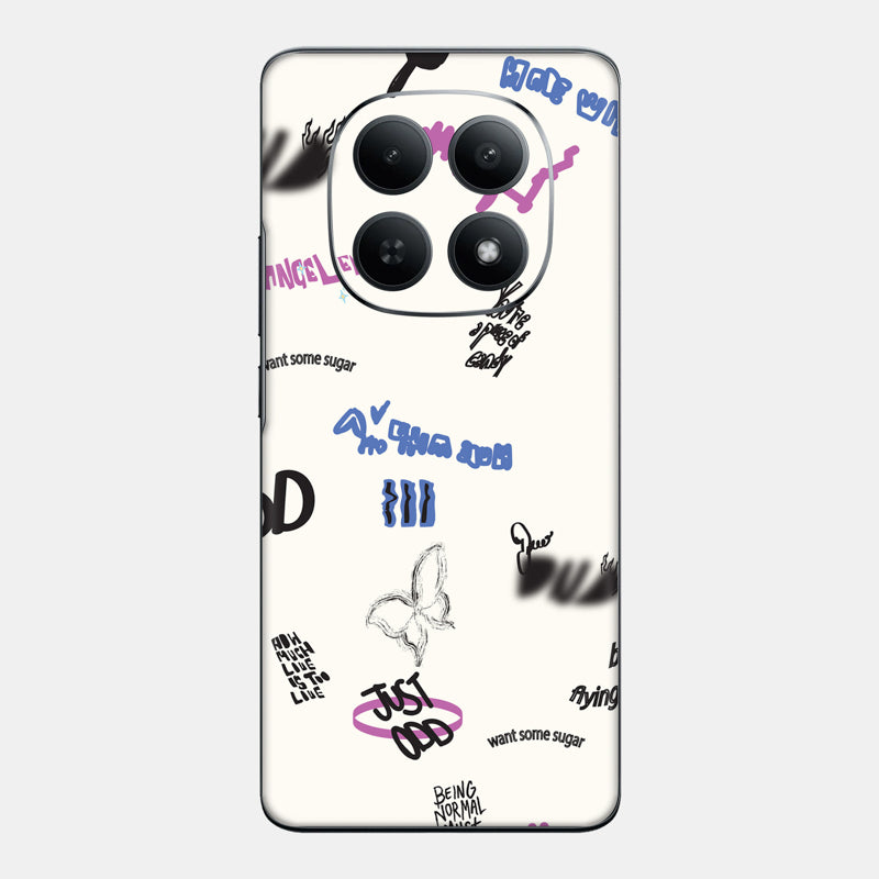 Beige Scribble Glass Back