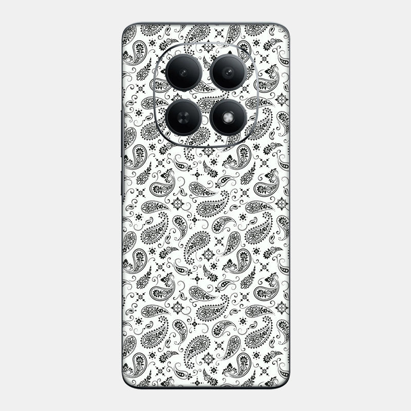 White Paisley Glass Back