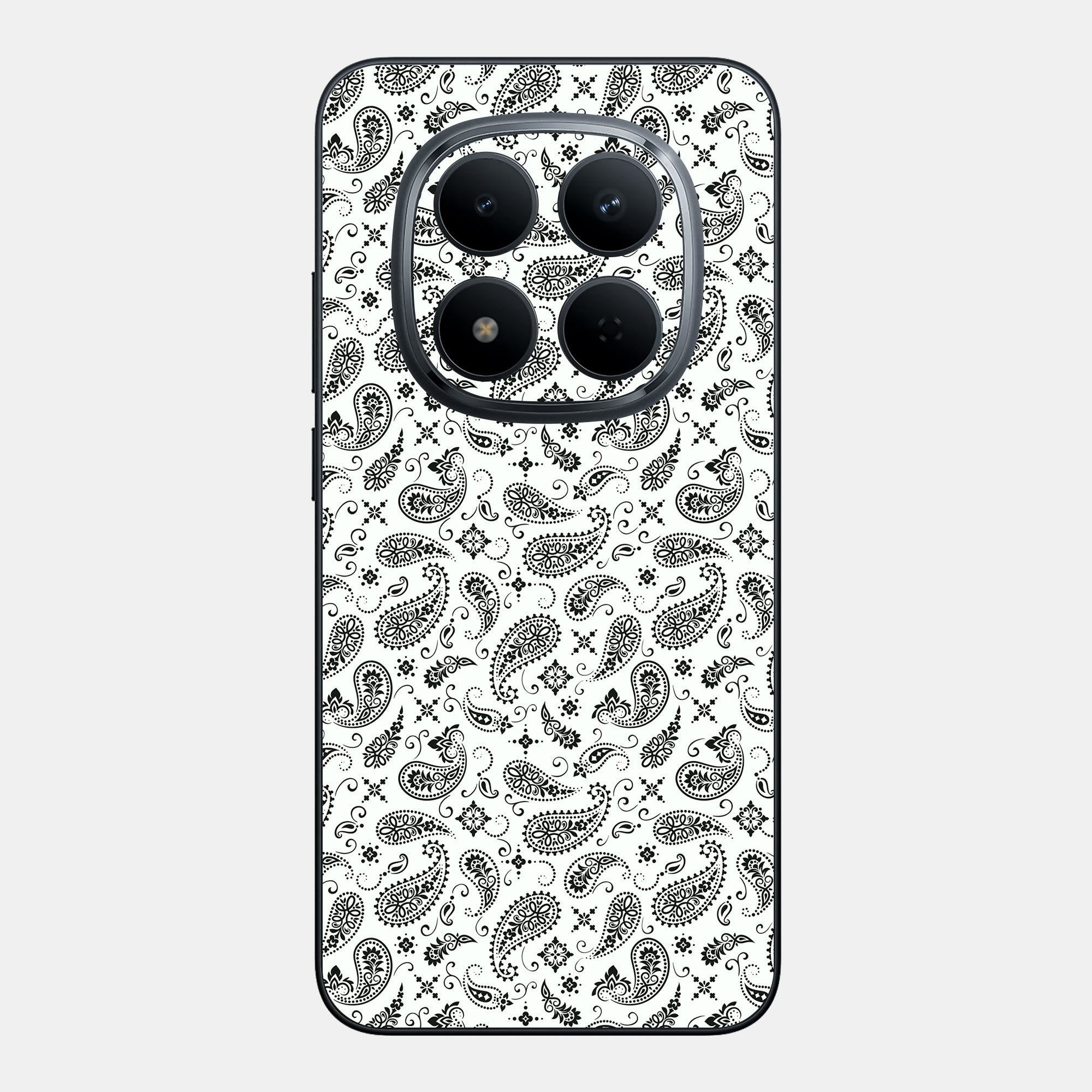 White Paisley Glass Back