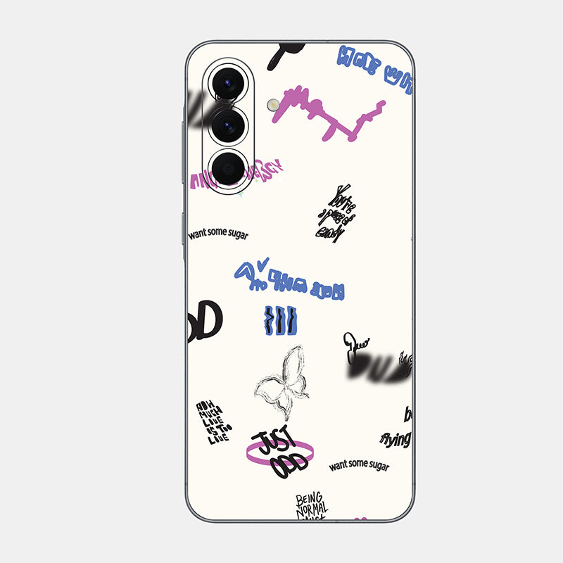 Beige Scribble Glass Back