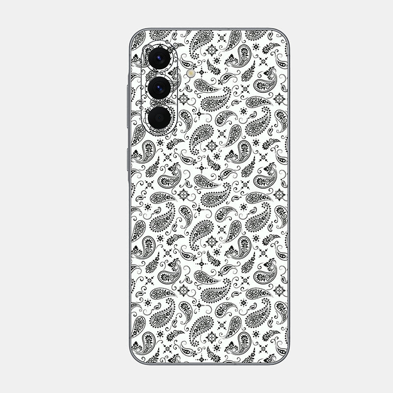 White Paisley Glass Back