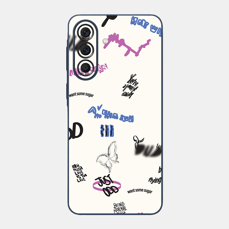 Beige Scribble Glass Back