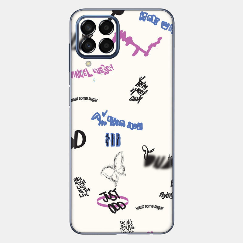 Beige Scribble Glass Back
