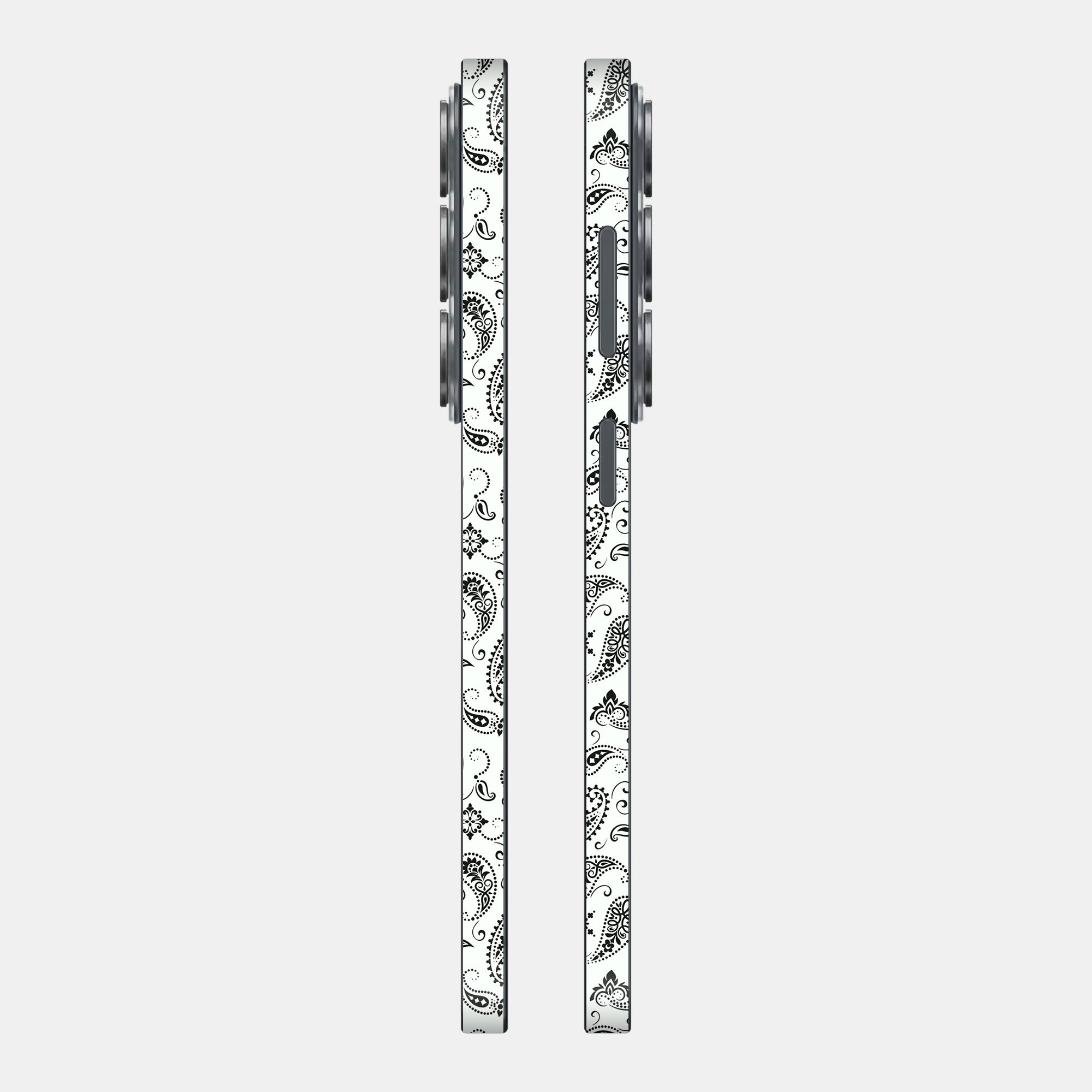 White Paisley Glass Back