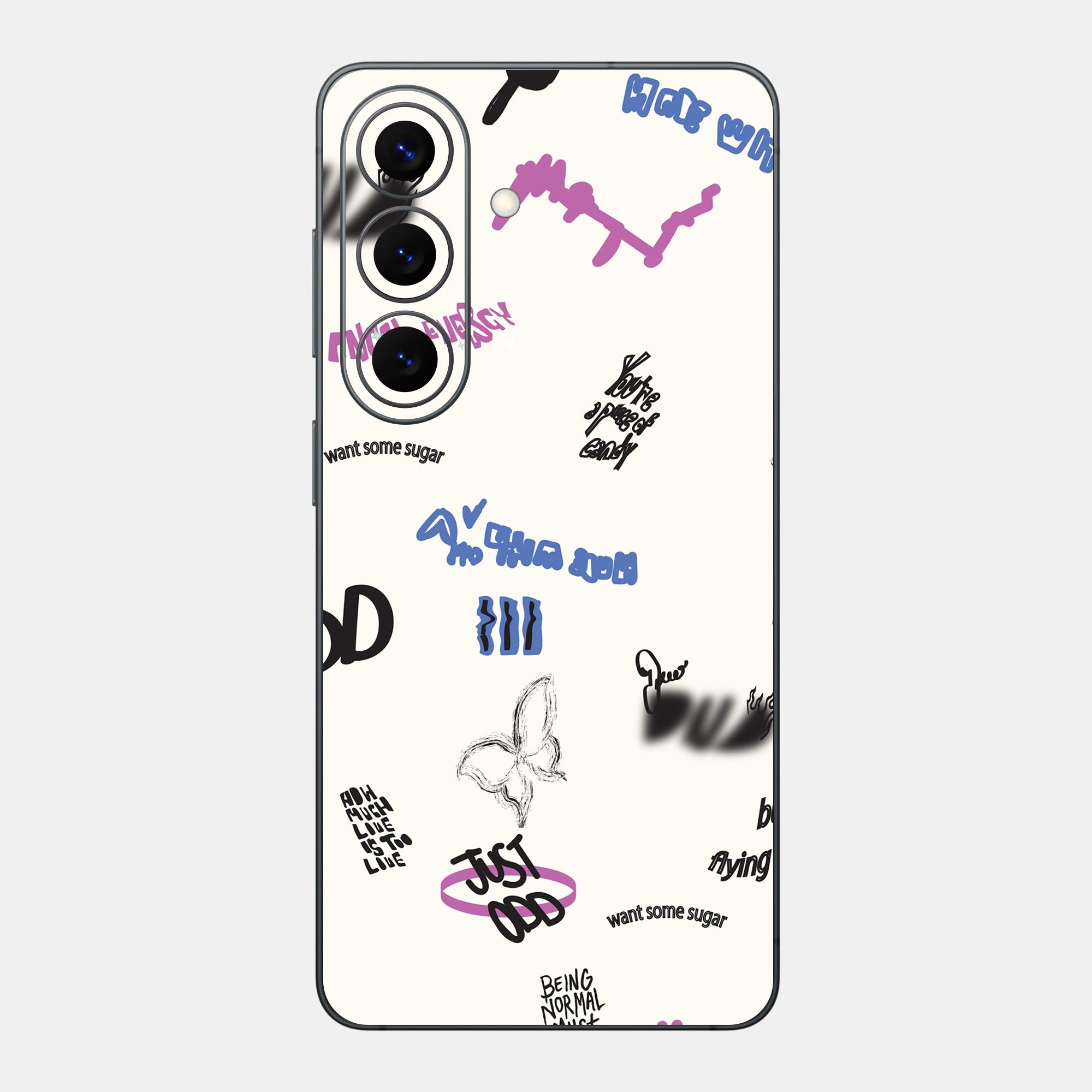 Beige Scribble Glass Back