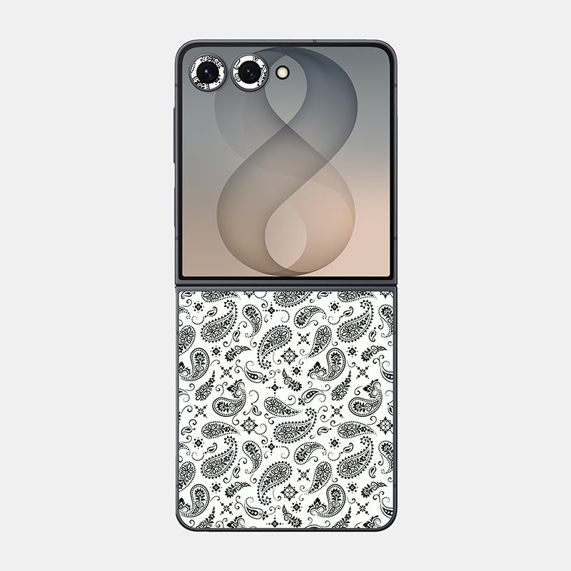 White Paisley Glass Back
