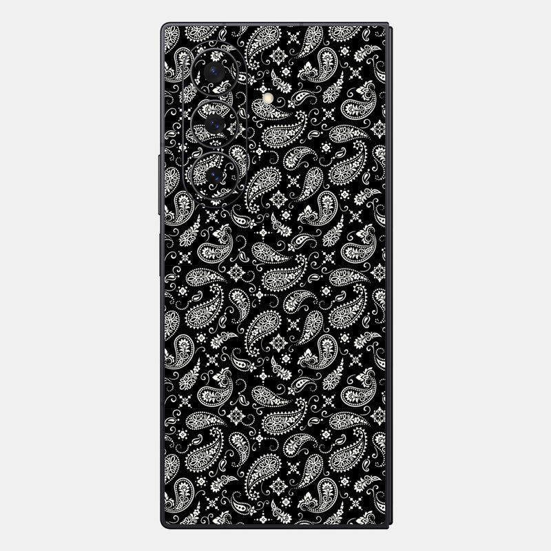 Black Paisley Glass Back