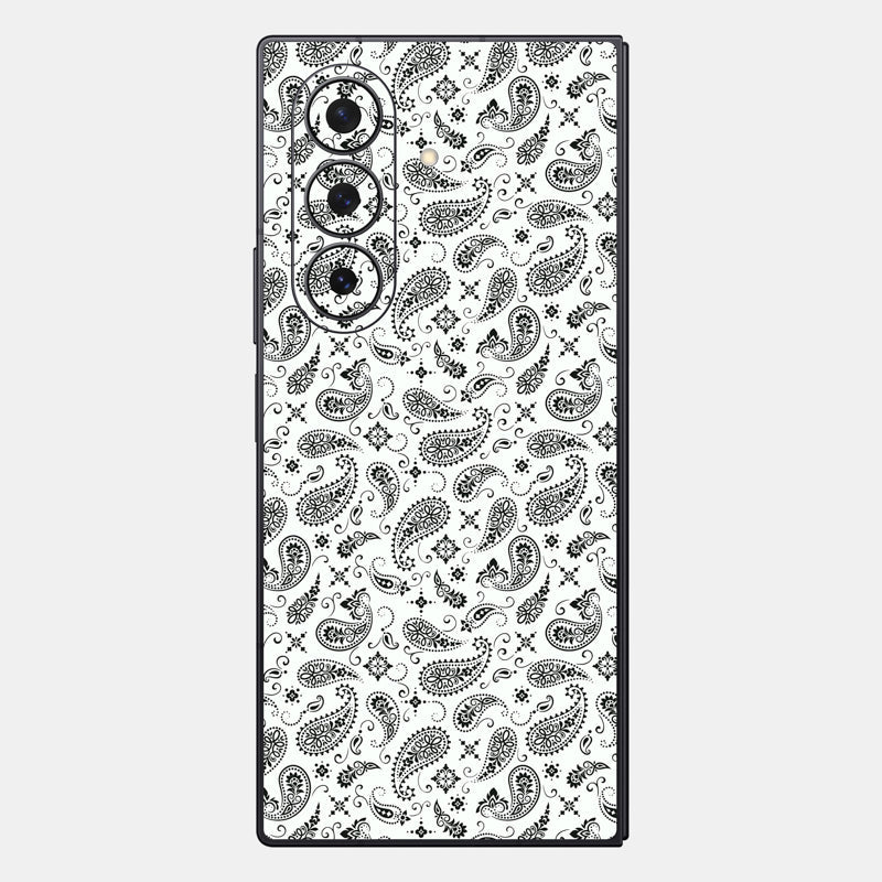 White Paisley Glass Back