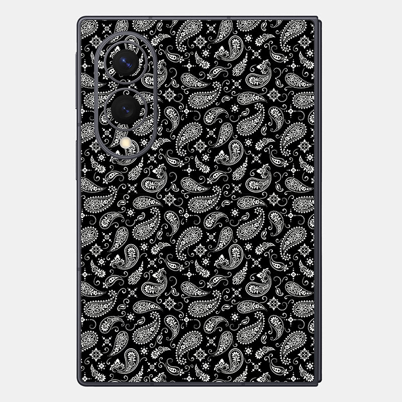Black Paisley Glass Back