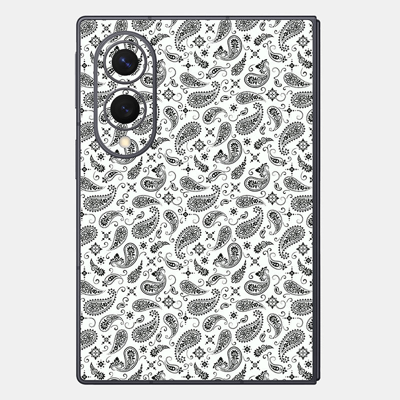 White Paisley Glass Back