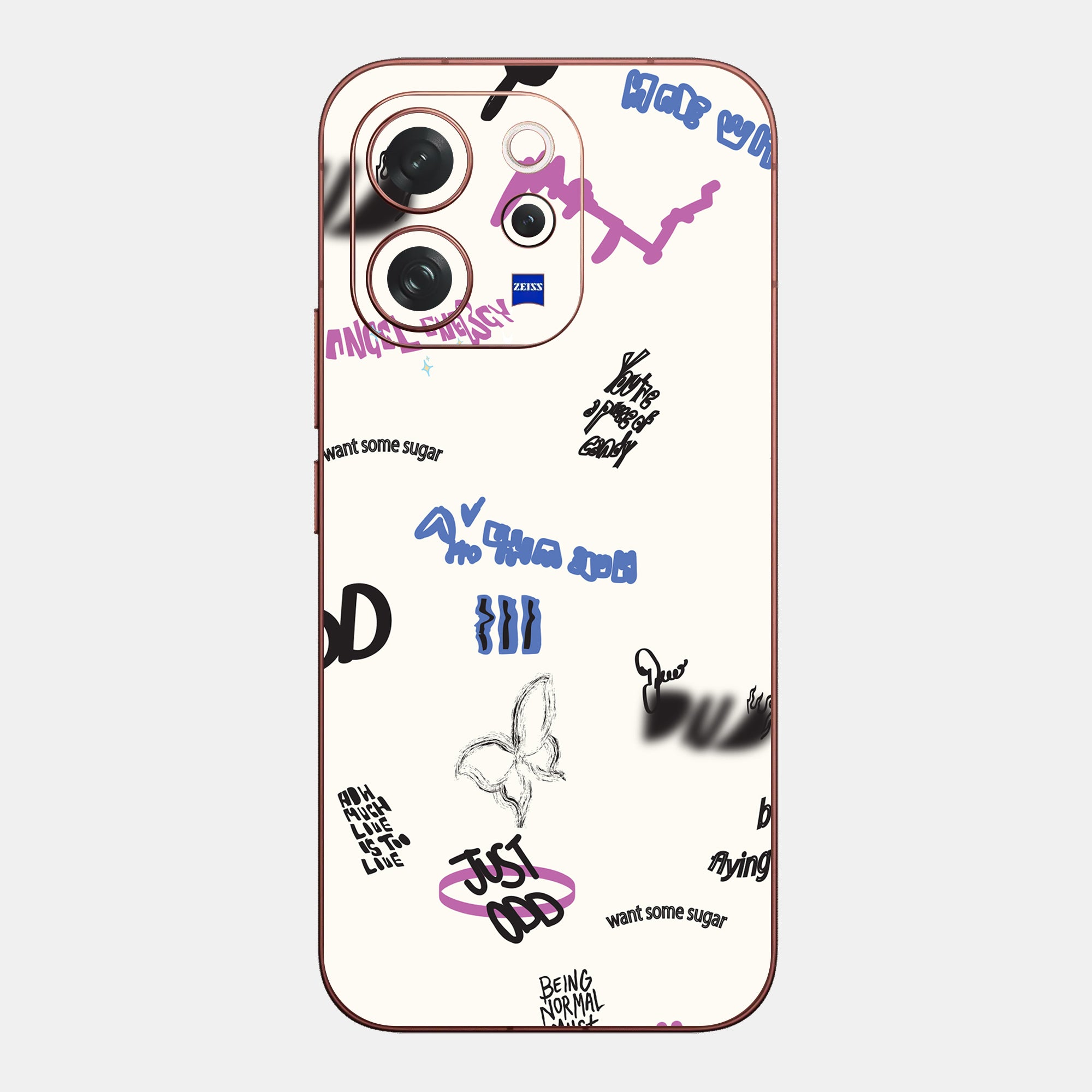 Beige Scribble Glass Back