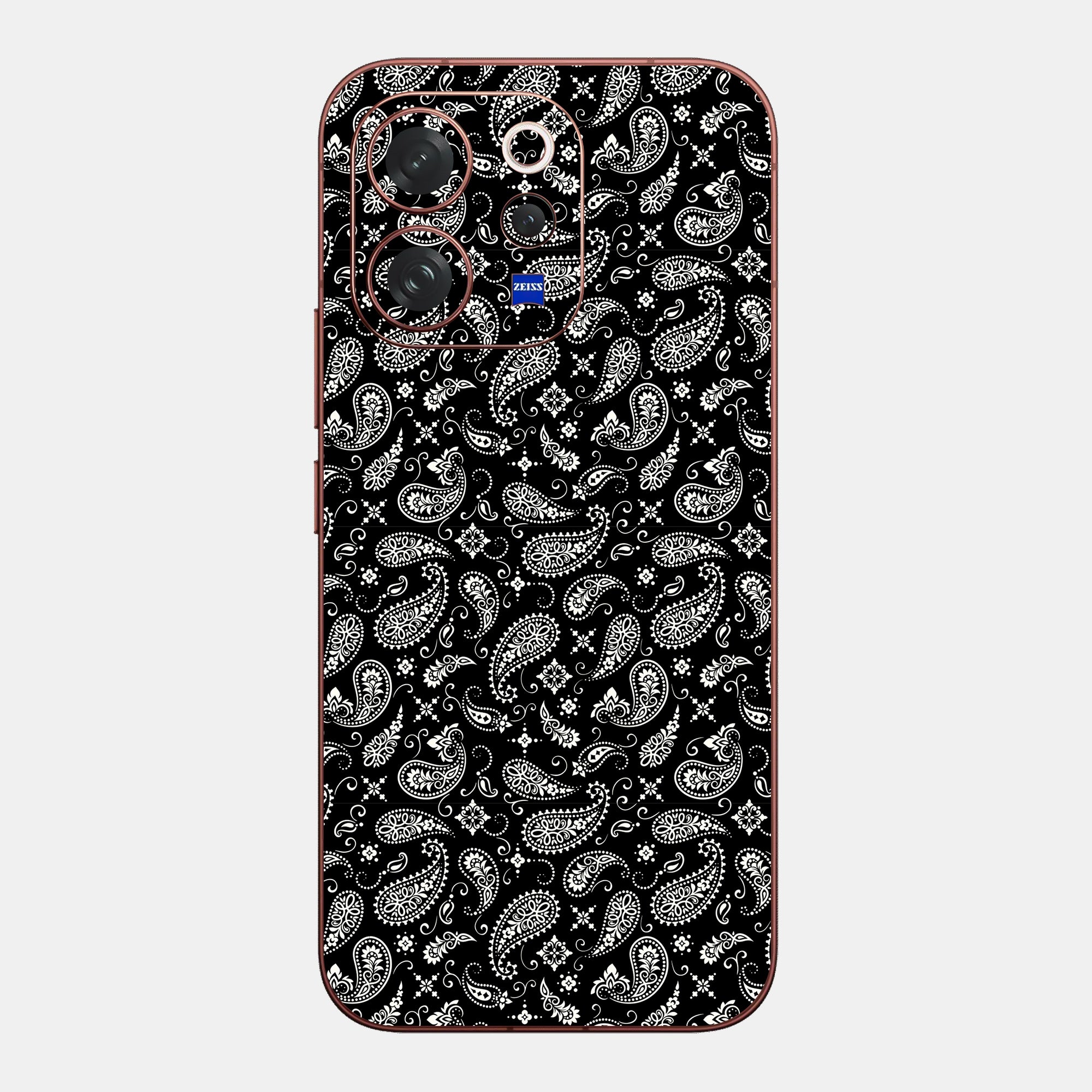 Black Paisley Glass Back