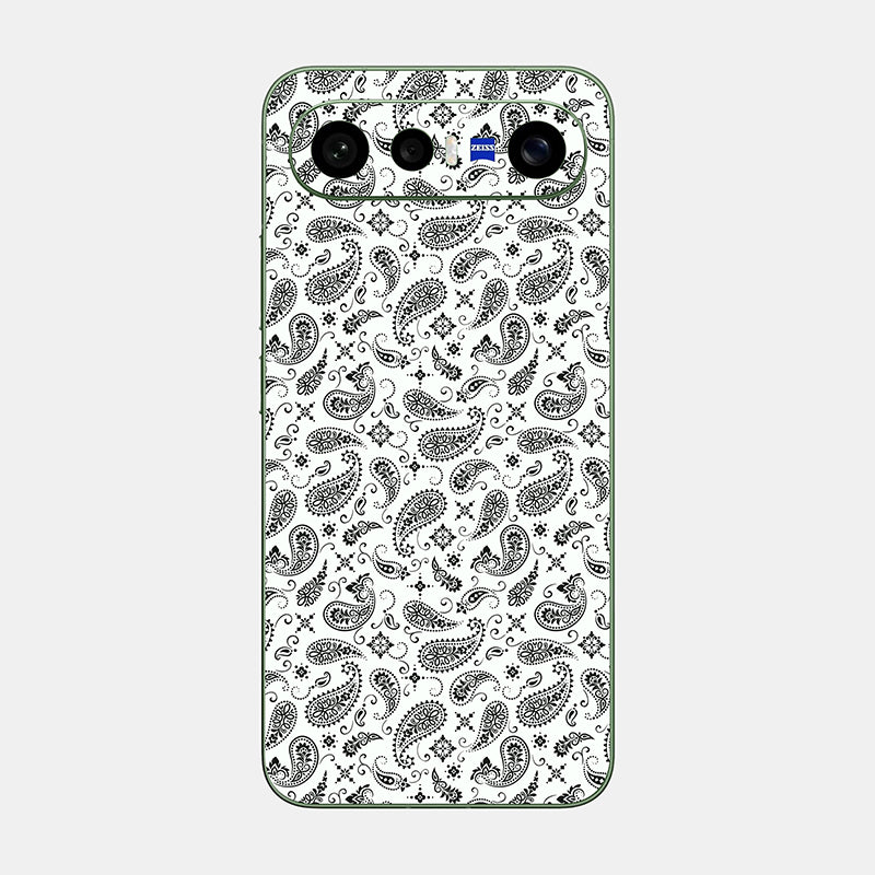 White Paisley Glass Back