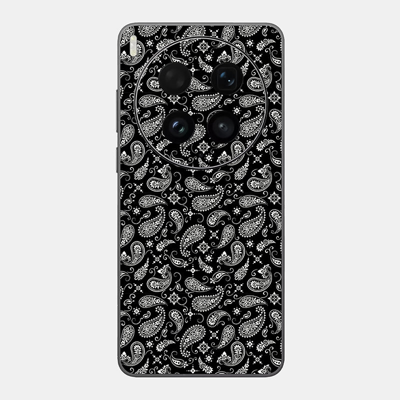 Black Paisley Glass Back