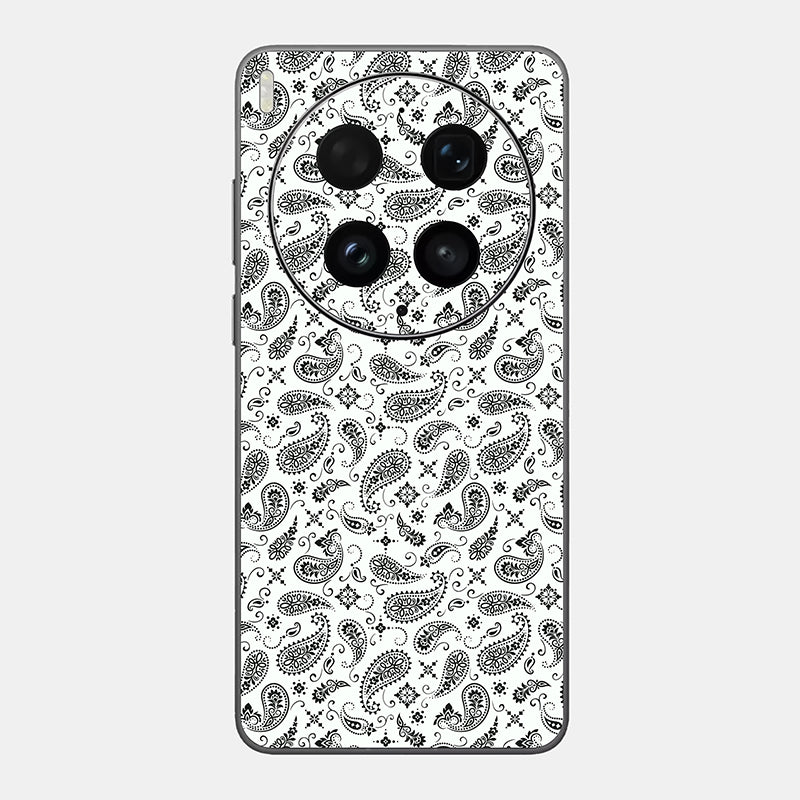 White Paisley Glass Back