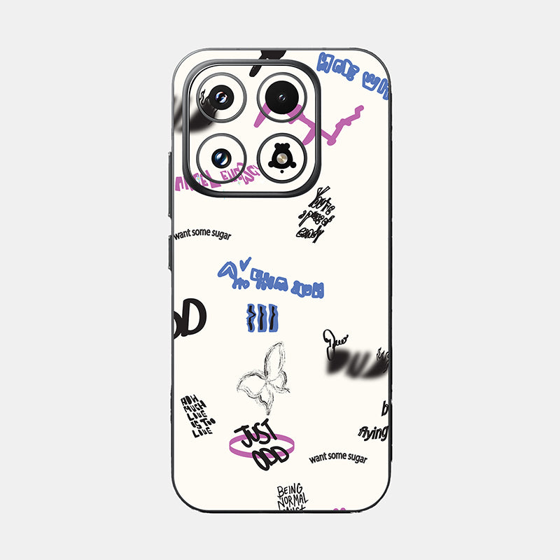 Beige Scribble Glass Back