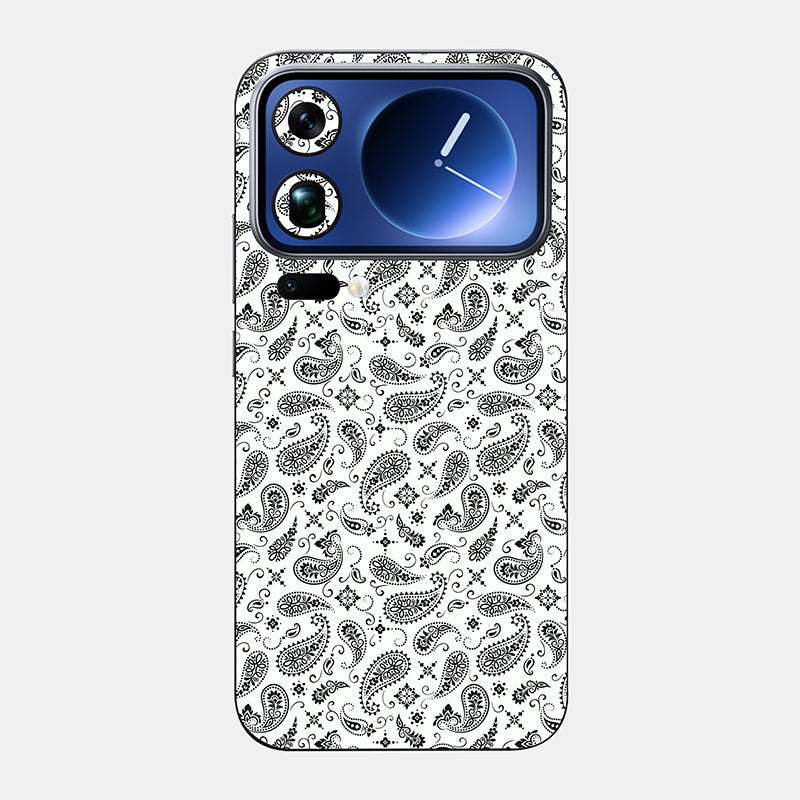 White Paisley Glass Back