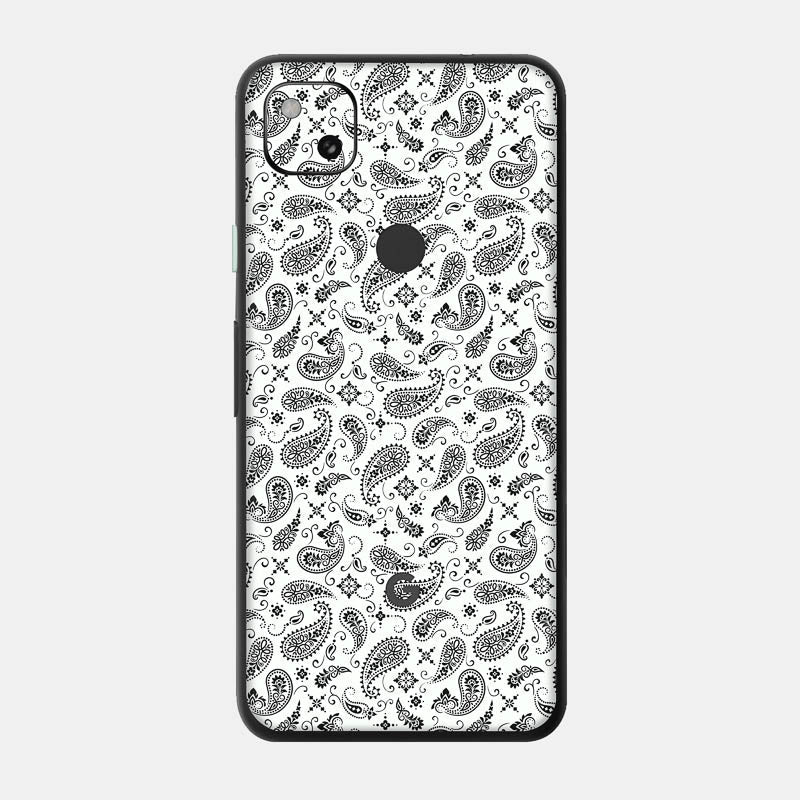 White Paisley Glass Back