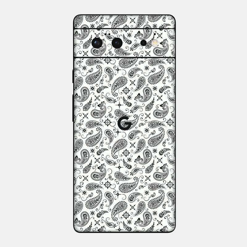 White Paisley Glass Back