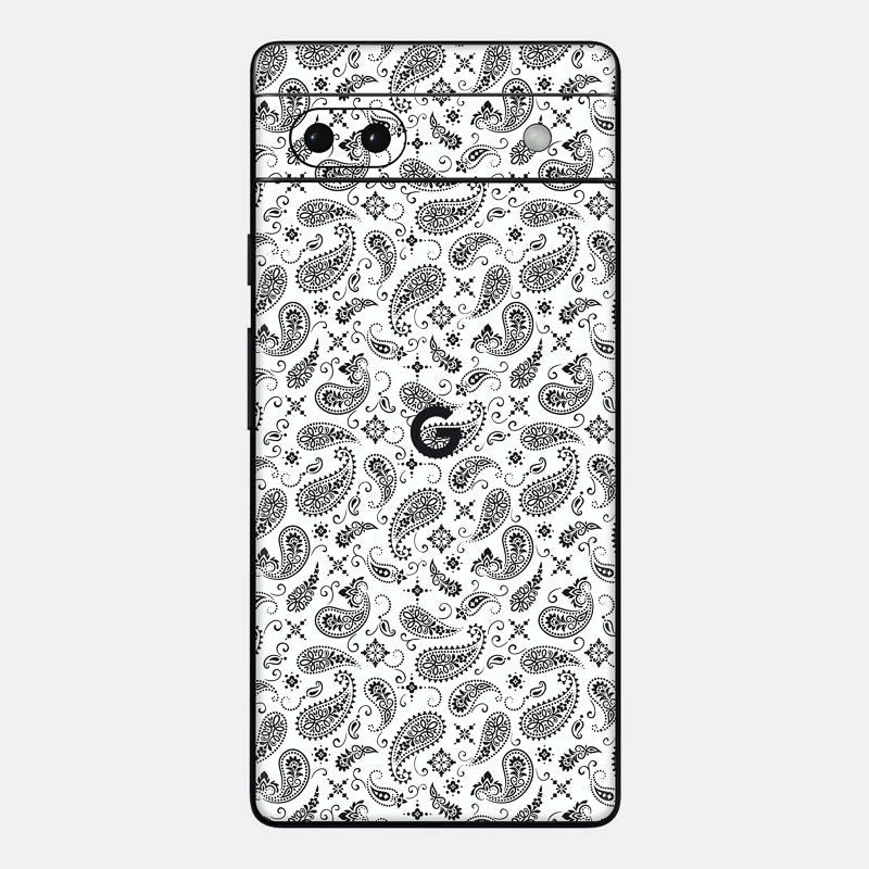 White Paisley Glass Back