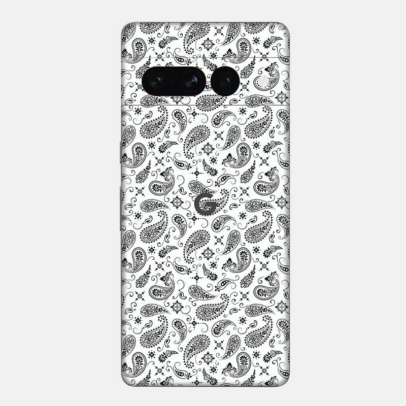 White Paisley Glass Back