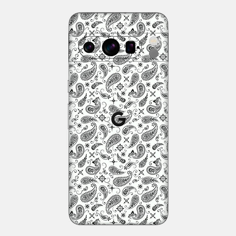 White Paisley Glass Back