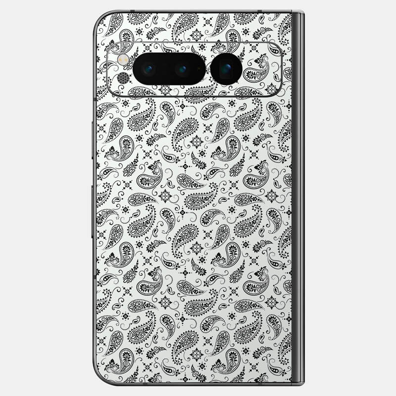 White Paisley Glass Back