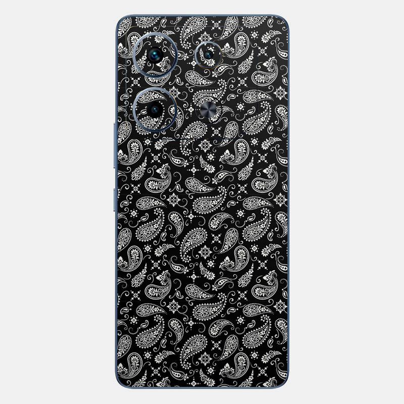 Black Paisley Glass Back