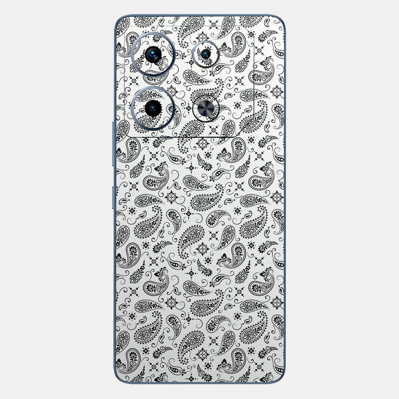 White Paisley Glass Back