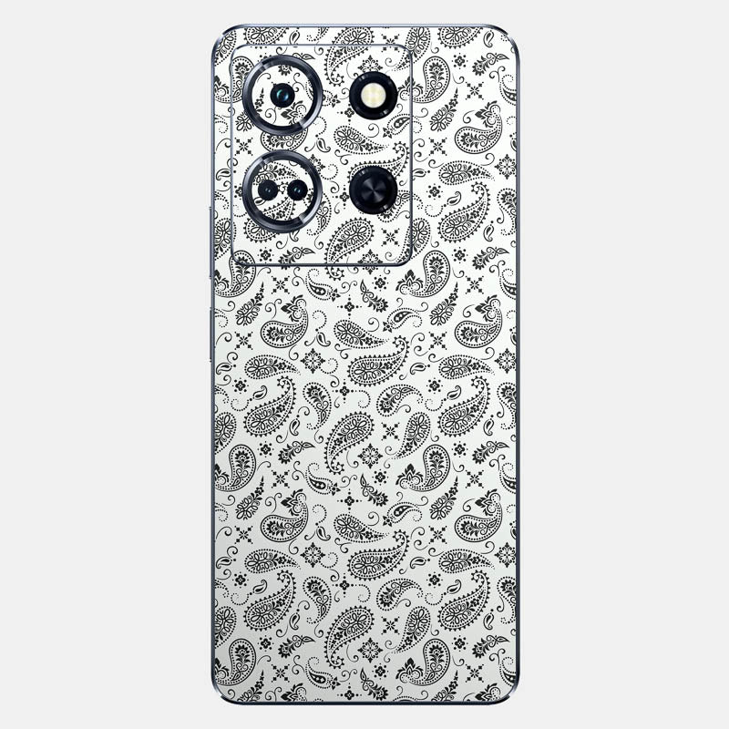 White Paisley Glass Back