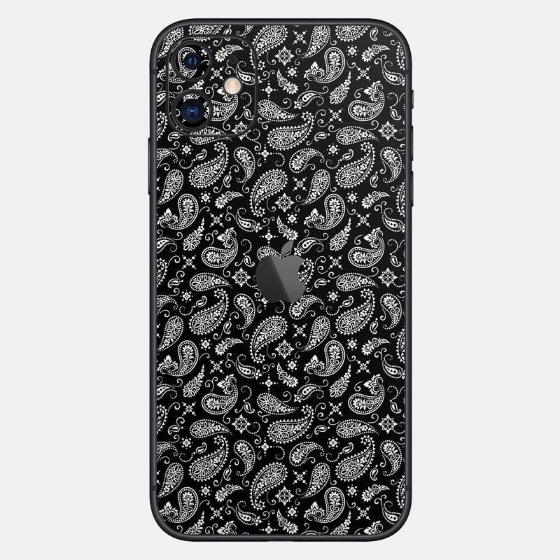 Black Paisley Glass Back