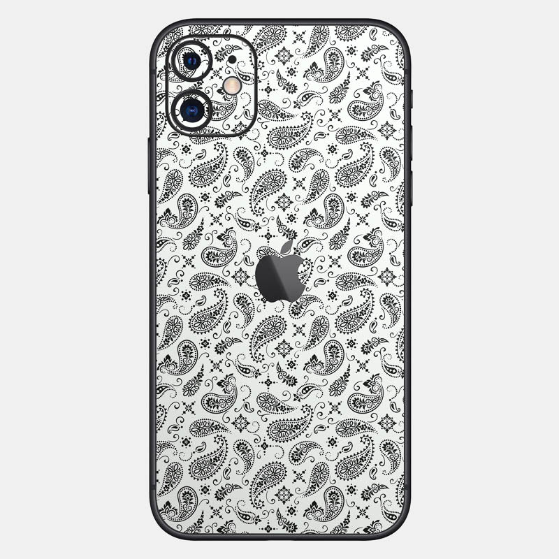 White Paisley Glass Back