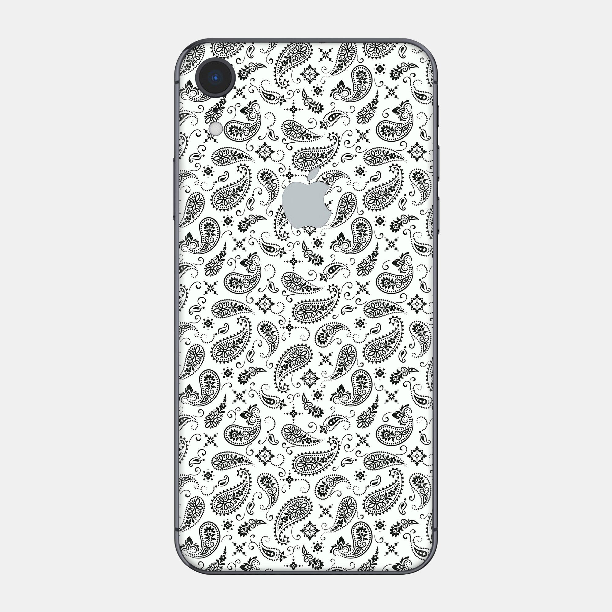 White Paisley Glass Back