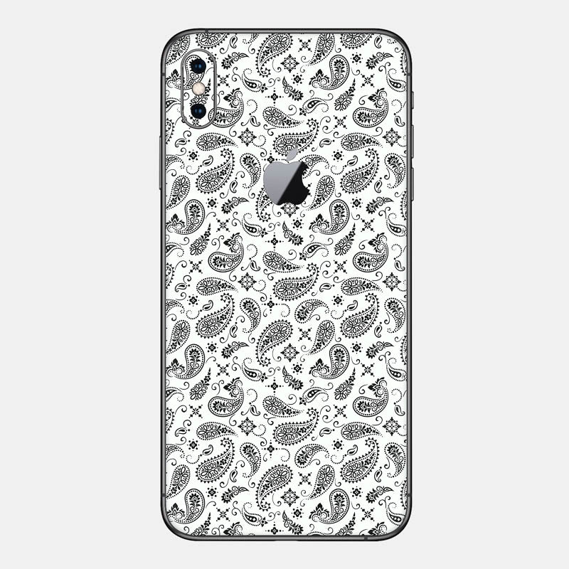 White Paisley Glass Back