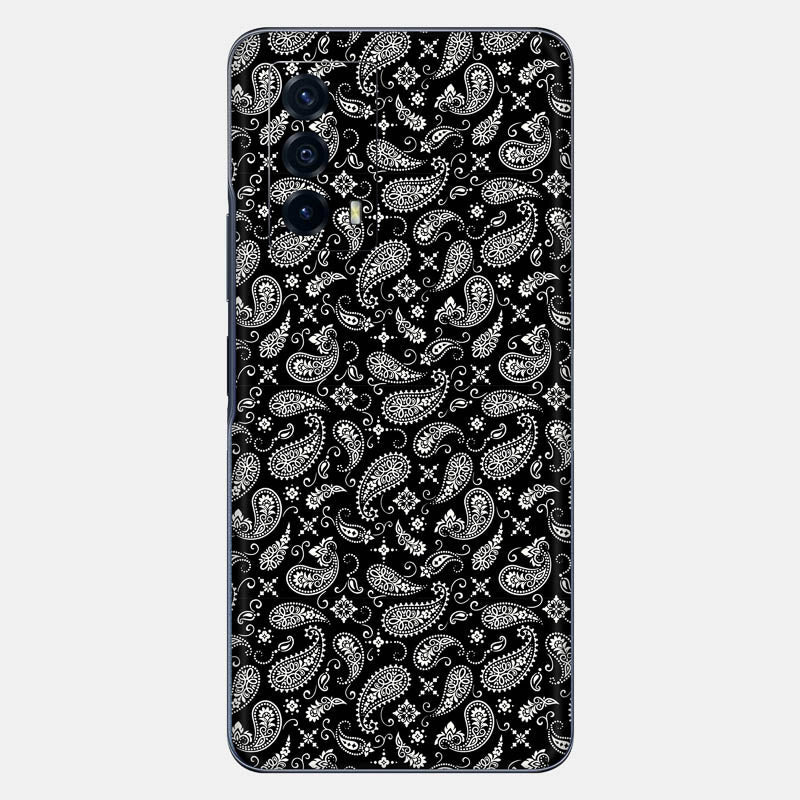 Black Paisley Glass Back