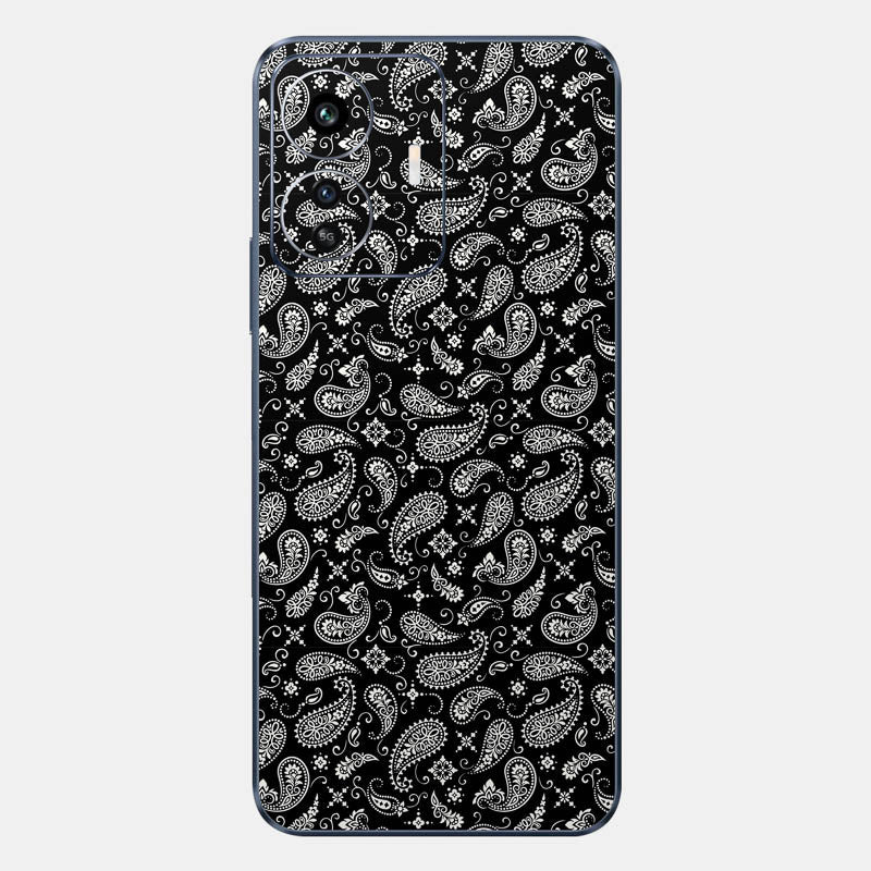 Black Paisley Glass Back