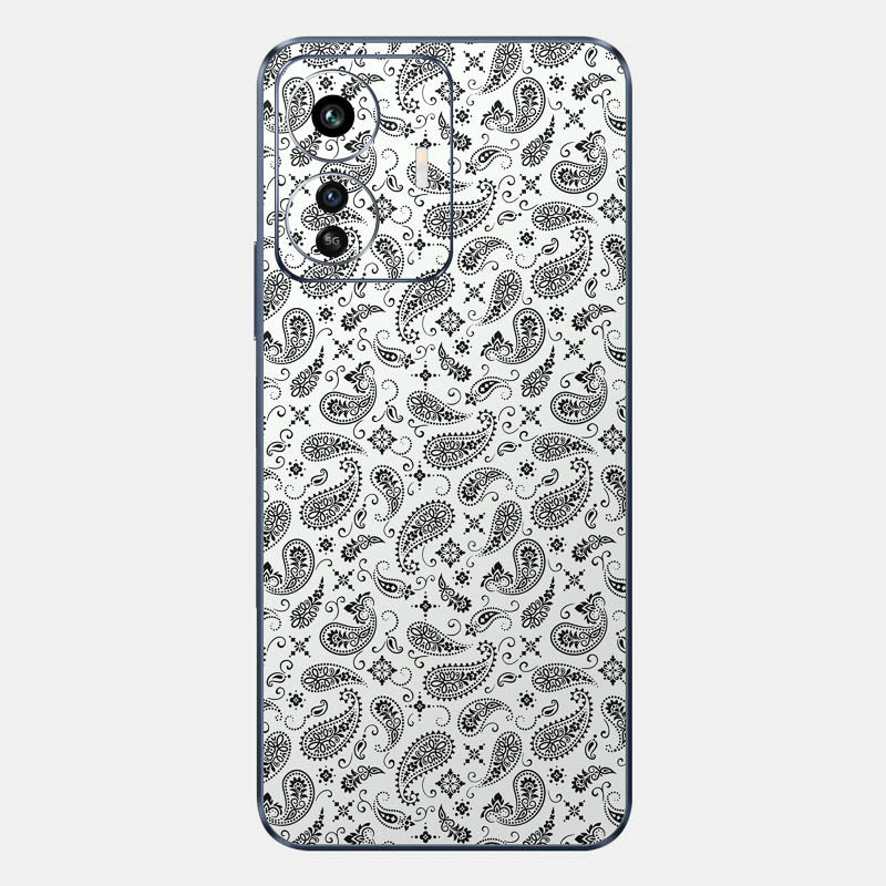 White Paisley Glass Back