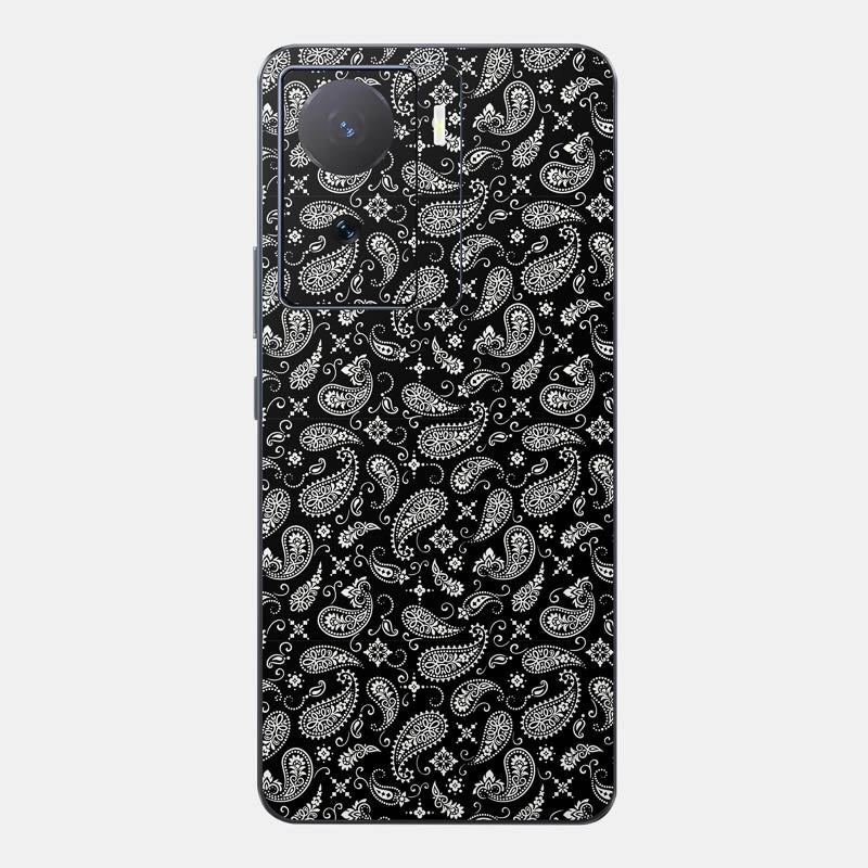 Black Paisley Glass Back