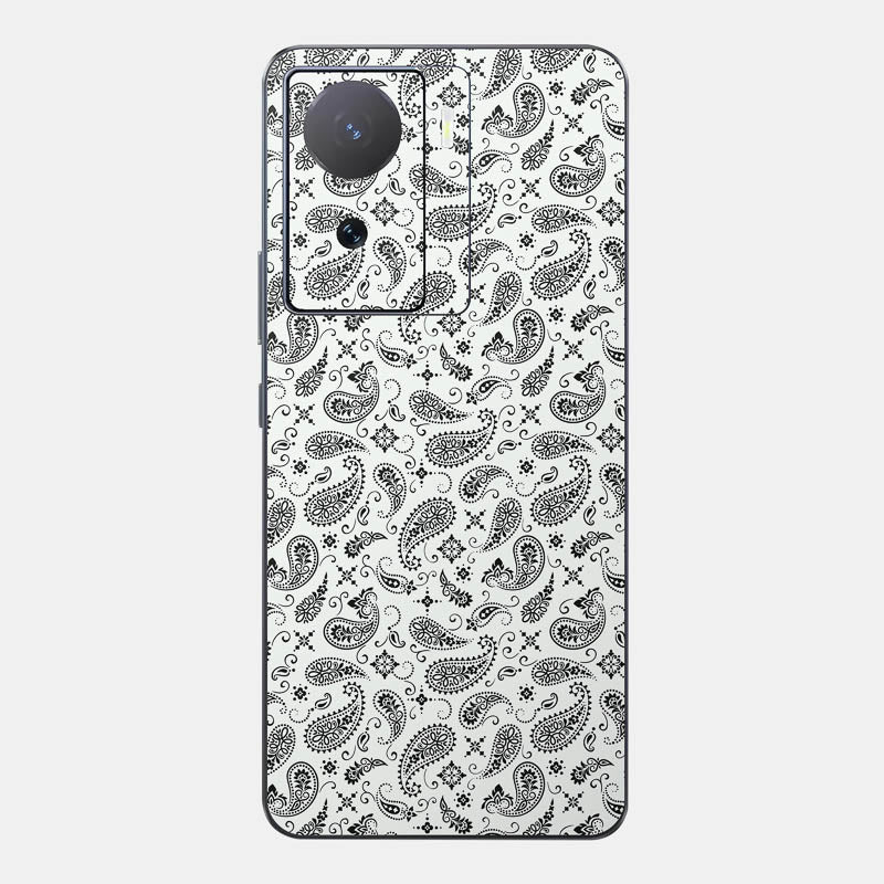 White Paisley Glass Back