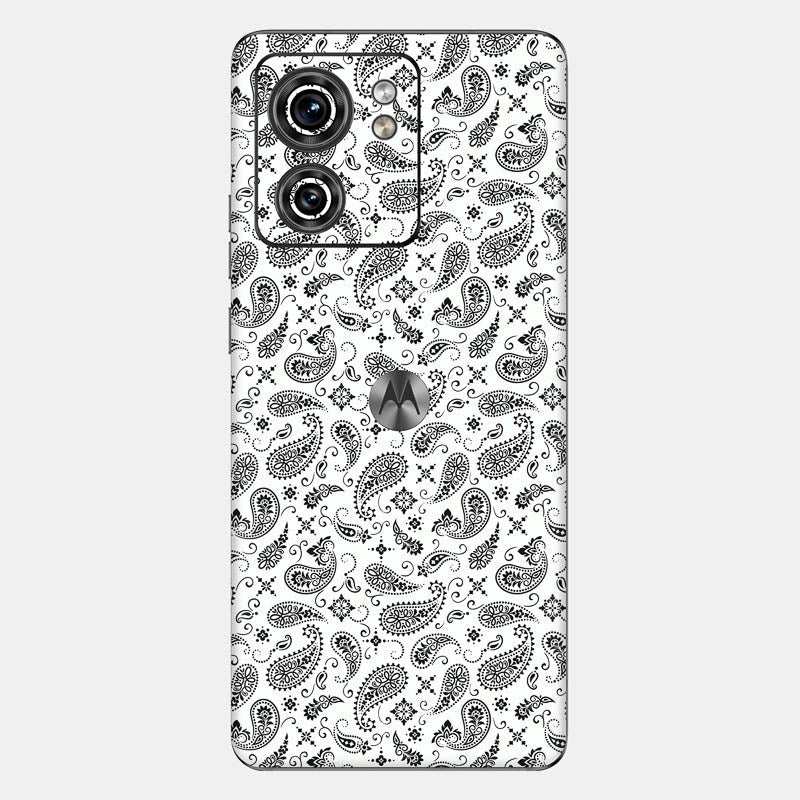 White Paisley Glass Back